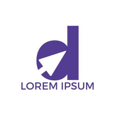 Ok ile D Harfi İlk Logo Tasarımı. İş ve teknoloji logo tasarım şablonu.