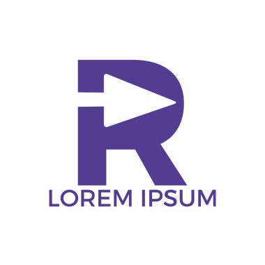 Ok ile R Harfi İlk Logo Tasarımı. İş ve teknoloji logo tasarım şablonu.