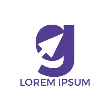 Ok ile G Harfi İlk Logo Tasarımı. İş ve teknoloji logo tasarım şablonu.