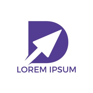 Ok ile D Harfi İlk Logo Tasarımı. İş ve teknoloji logo tasarım şablonu.