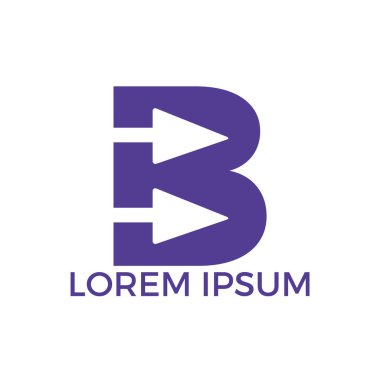 Ok ile B Harfi İlk Logo Tasarımı. İş ve teknoloji logo tasarım şablonu.