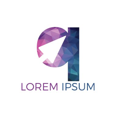 Letter Q Ile Ok İlk Logo Tasarımı. İş ve teknoloji logo tasarım şablonu.
