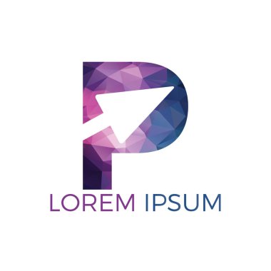 Ok ile P Harfi İlk Logo Tasarımı. İş ve teknoloji logo tasarım şablonu.