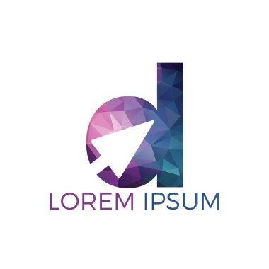 Ok ile D Harfi İlk Logo Tasarımı. İş ve teknoloji logo tasarım şablonu.