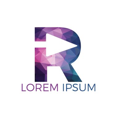 Ok ile R Harfi İlk Logo Tasarımı. İş ve teknoloji logo tasarım şablonu.