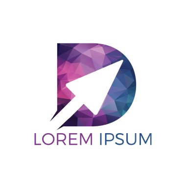 Ok ile D Harfi İlk Logo Tasarımı. İş ve teknoloji logo tasarım şablonu.