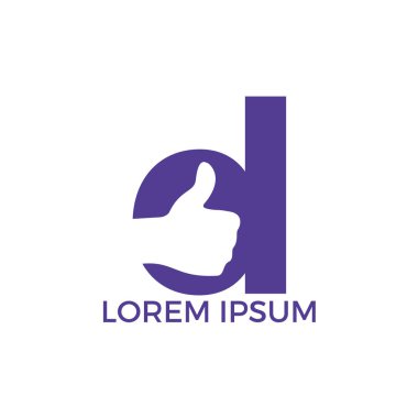 D harfi ve Thumbs kadar vektör logo tasarımı. İşaret simgesi gibi. El parmağı yukarı sembolü.