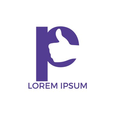 P harfi ve Thumbs kadar vektör logo tasarımı. İşaret simgesi gibi. El parmağı yukarı sembolü.