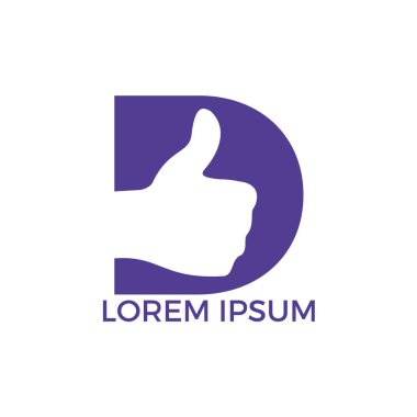 D harfi ve Thumbs kadar vektör logo tasarımı. İşaret simgesi gibi. El parmağı yukarı sembolü.