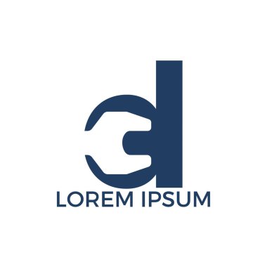 İlk harf D ve anahtar logo tasarımı. Onarım iş ve constuction logo tasarım konsepti.