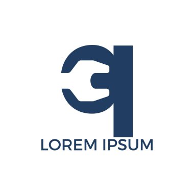 İlk harf Q ve anahtar logo tasarımı. Onarım iş ve constuction logo tasarım konsepti.