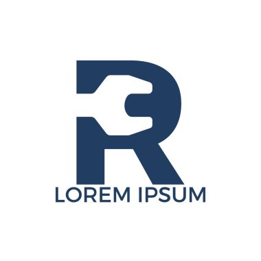 İlk harf R ve anahtar logo tasarımı. Onarım iş ve constuction logo tasarım konsepti.