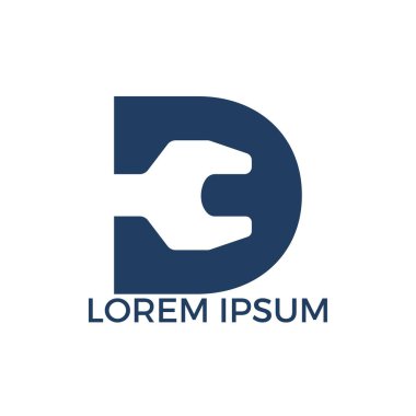 İlk harf D ve anahtar logo tasarımı. Onarım iş ve constuction logo tasarım konsepti.