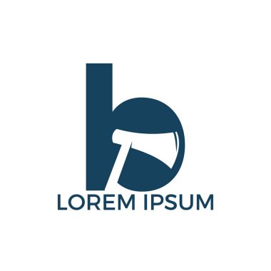 İlk harf B ve Lumberjack balta logo tasarımı. Ahşap işçilik veya marangozluk logo tasarım konsepti.