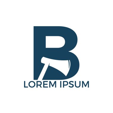 İlk harf B ve Lumberjack balta logo tasarımı. Ahşap işçilik veya marangozluk logo tasarım konsepti.