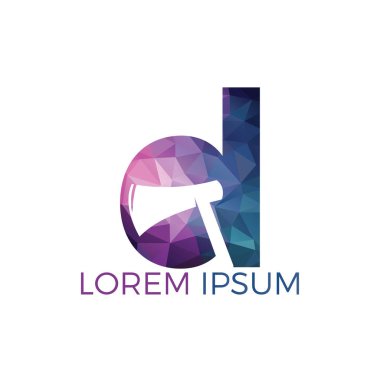 İlk harf D ve Lumberjack balta logo tasarımı. Ahşap işçilik veya marangozluk logo tasarım konsepti.