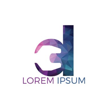 İlk harf D ve anahtar logo tasarımı. Onarım iş ve constuction logo tasarım konsepti.