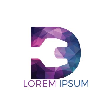 İlk harf D ve anahtar logo tasarımı. Onarım iş ve constuction logo tasarım konsepti.