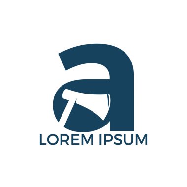 İlk harf A ve Lumberjack balta logo tasarımı. Ahşap işçilik veya marangozluk logo tasarım konsepti.