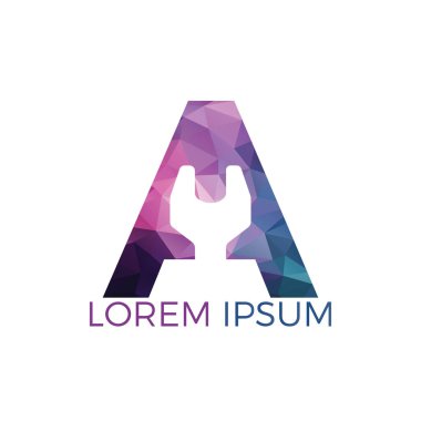 İlk harf A ve anahtar logo tasarımı. Onarım iş ve constuction logo tasarım konsepti.