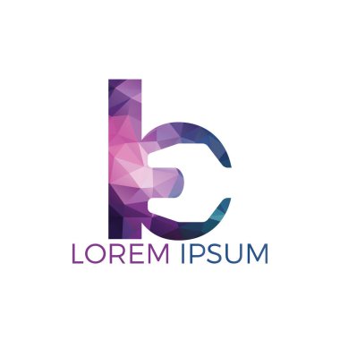 İlk b harfi ve anahtar logo tasarımı. Onarım iş ve constuction logo tasarım konsepti.