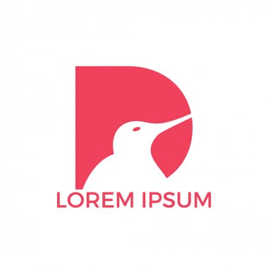 İlk harf D vektör logo tasarımı. Yaratıcı Kivi kuş vektör logo tasarımı.