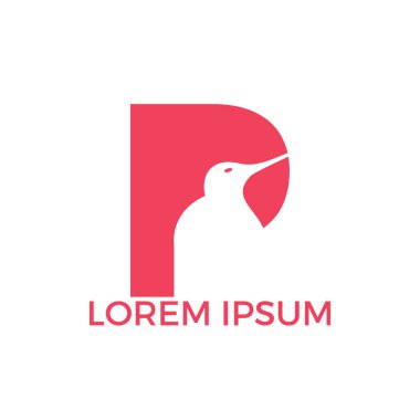 İlk harf P vektör logo tasarımı. Yaratıcı Kivi kuş vektör logo tasarımı.