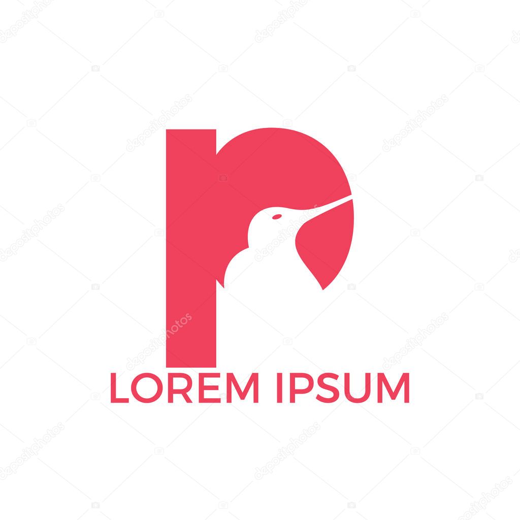 Initial letter P vector logo design. Creative Kiwi bird vector logo design.