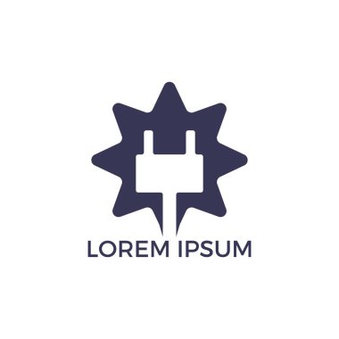 Elektrik fiş yıldız şekil vektör logo tasarımı. Güç logosu tasarım şablonu. Güç enerjisi sembolü.