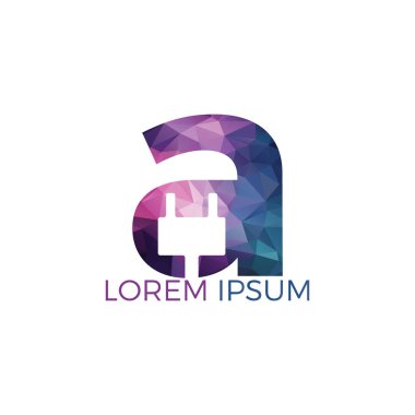 Mektup A elektrik fiş vektör logo tasarımı. Güç logosu tasarım şablonu. Güç enerjisi sembolü.