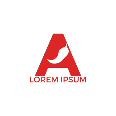 Acı biber alfabesi Bir vektör logo tasarımı. Sıcak gıda logosu konsept vektör. Sıcak biber simgesi simgesi.