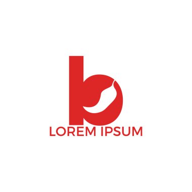 Acı biber alfabesi B vektör logo tasarımı. Sıcak gıda logosu konsept vektör. Sıcak biber simgesi simgesi.