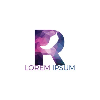 Acı biber alfabesi R vektör logo tasarımı. Sıcak gıda logosu konsept vektör. Sıcak biber simgesi simgesi.