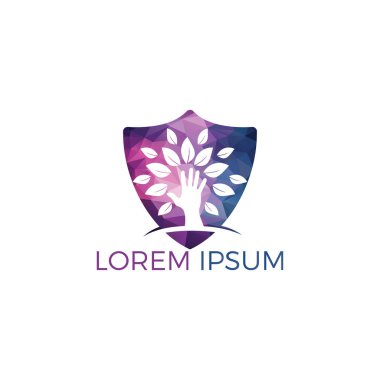 Yaratıcı yeşil el ağacı logosu tasarımı. Doğal ürün logosu. Kozmetik ikonu. Spa logosu. Güzellik salonu veya yoga logosu. 