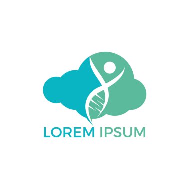 İnsan doğası Dna ve genetik Bulut şekli logo tasarımı. Genetik analiz, araştırma biyoteknoloji kodu Dna. Biyoteknoloji genom kromozomu.