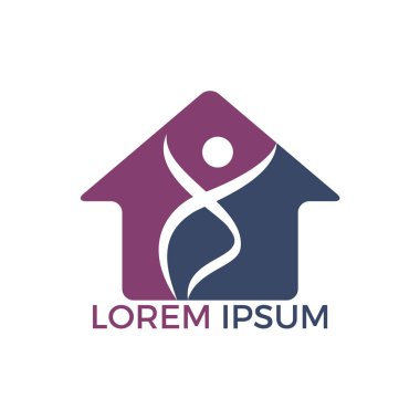 İnsan sağlık logo tasarımı. Sağlık ev şekli vektör logo konsept illüstrasyon. Klinik ve hastane, Tıp Merkezi, doktor için logo tasarım şablonu.
