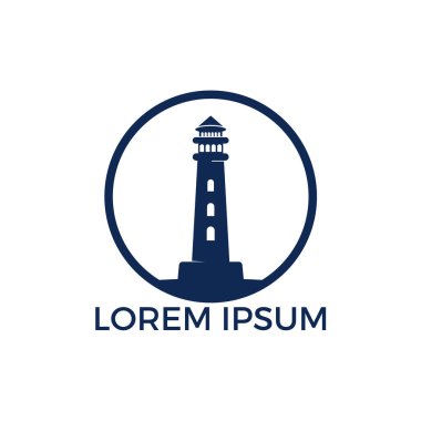 Deniz feneri vektör logo tasarımı. Deniz feneri simgesi logo tasarım vektör şablonu illüstrasyon.