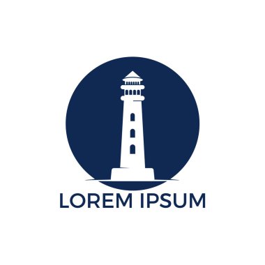 Deniz feneri vektör logo tasarımı. Deniz feneri simgesi logo tasarım vektör şablonu illüstrasyon.