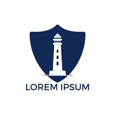 Deniz feneri vektör logo tasarımı. Deniz feneri simgesi logo tasarım vektör şablonu illüstrasyon.