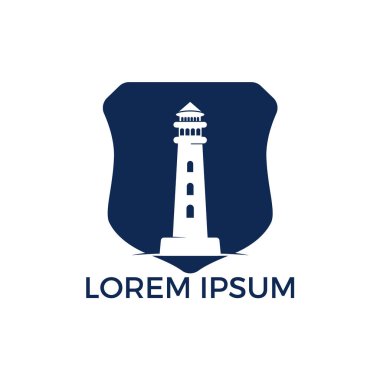 Deniz feneri vektör logo tasarımı. Deniz feneri simgesi logo tasarım vektör şablonu illüstrasyon.