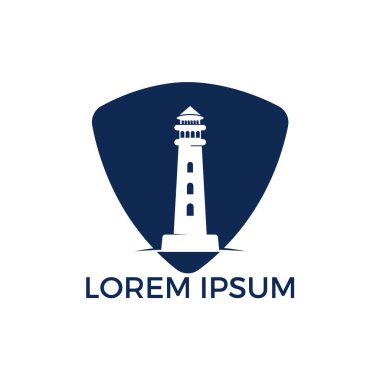 Deniz feneri vektör logo tasarımı. Deniz feneri simgesi logo tasarım vektör şablonu illüstrasyon.