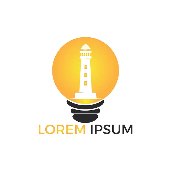 Leuchtturm Und Glühbirnen Vektorlogo Design Kreativ Leuchtturm Symbol Logo Design — Stockvektor