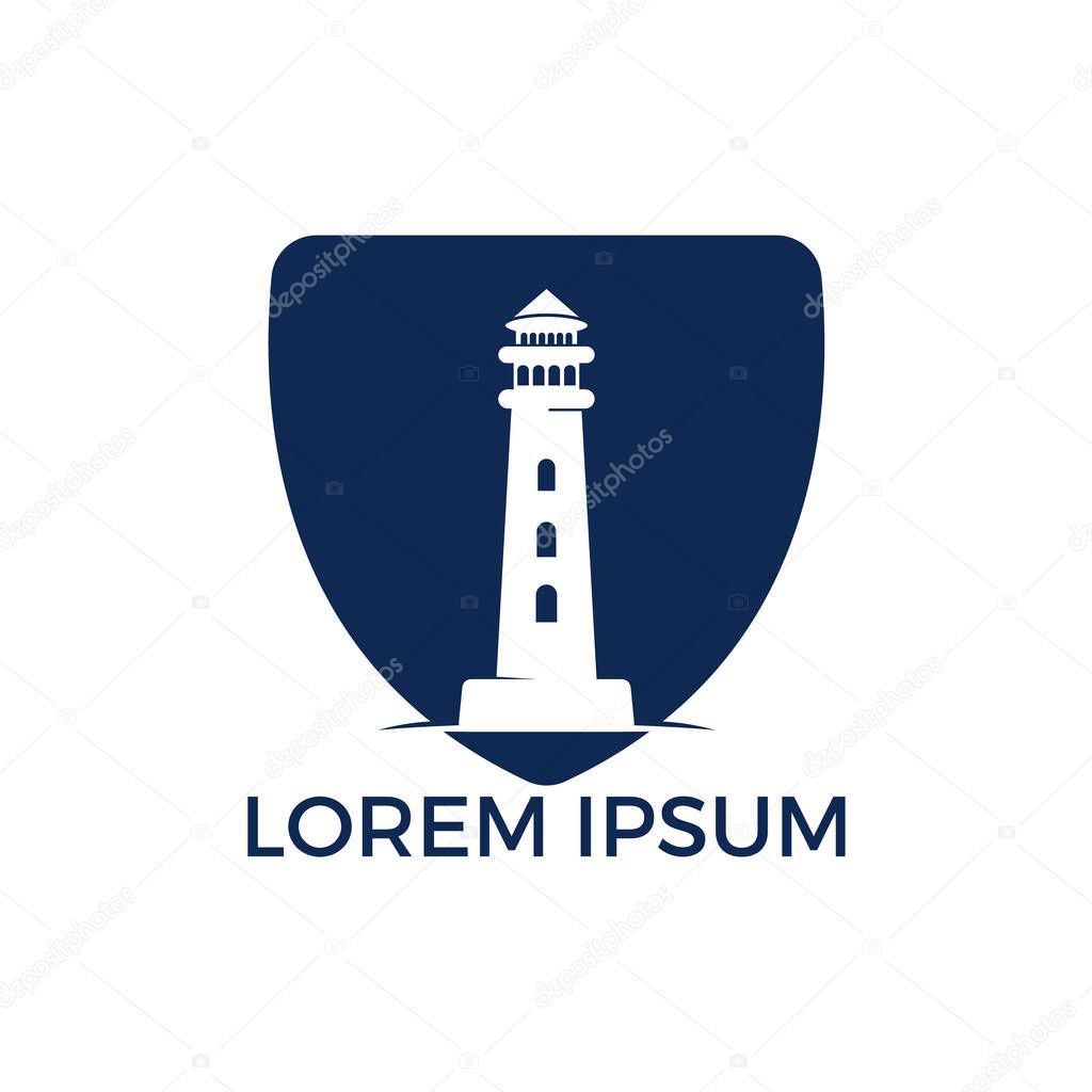 Lighthouse vector logo design. Lighthouse icon logo design vector template illustration.