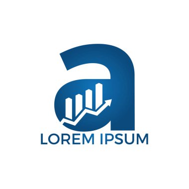 A harfi ok ilk adı iş logo tasarımı ile. Büyüme yaratıcı sembol kavramı. Artış, banka kar, ok soyut iş logosu büyümek. Borsa finans piyasası, ilerleme çizgisi, grafik grafiği simgesi.