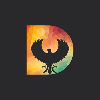 Modern Letter D ilk Falcon logo tasarımları. Alfabe D ilk Hawk Symbol şablonu.