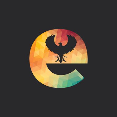 Modern Letter E ilk Falcon logo tasarımları. Alfabe E ilk Hawk Symbol şablonu.