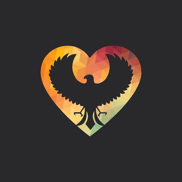 Eagle Логотип Абстрактної Форми Серця Векторний Дизайн Сокіл — стоковий вектор