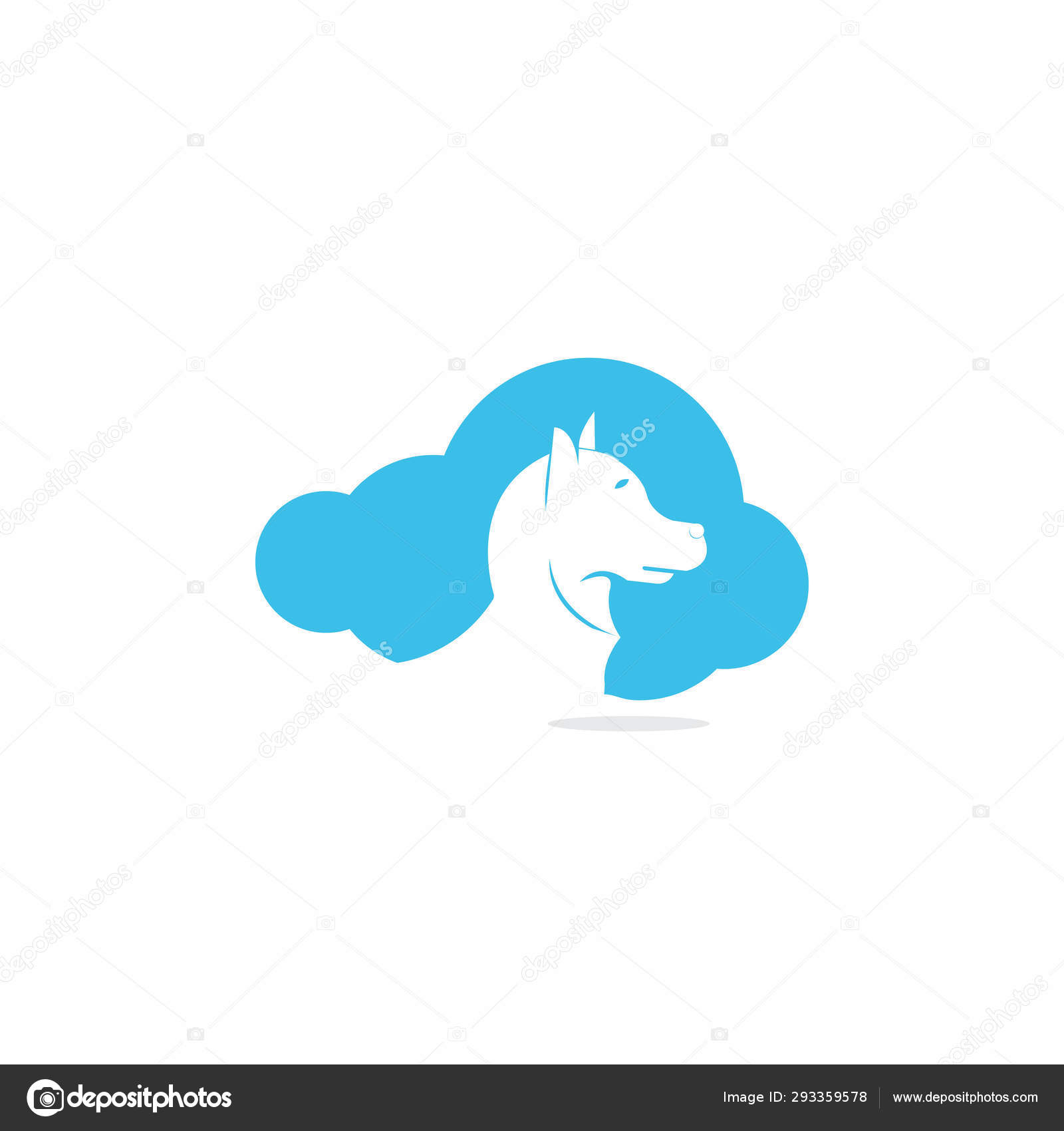 Abstract Cloud Dog Vector Logo Design Pet Cloud Vector Logo
