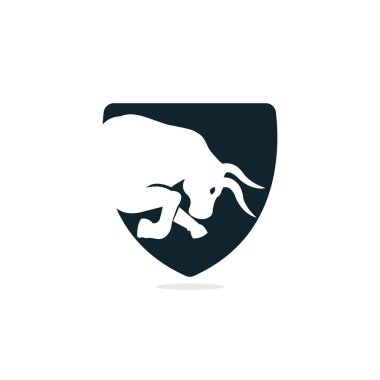 Boğa kalkanı vektör logo tasarımı. Basit hayvan vektör logo tasarım şablonu.