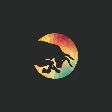 Boğa vektör logosu tasarımı. Basit hayvan vektör logo tasarım şablonu.